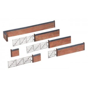 Bachmann Branchline Red Brick Walls and Gate Bachmann Branchline Red Brick Walls and Gate