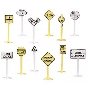 Bachmann N Scale Railroad and Street Signs (24 pieces)