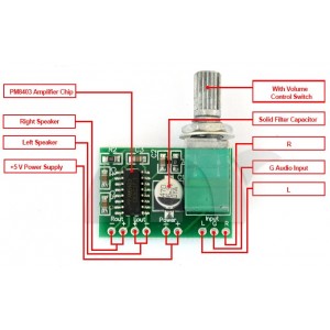 Gf100 amplifier 3 Watt stereo + Volume x 1 PC Gf100 amplifier 3 Watt stereo + Volume x 1 PC