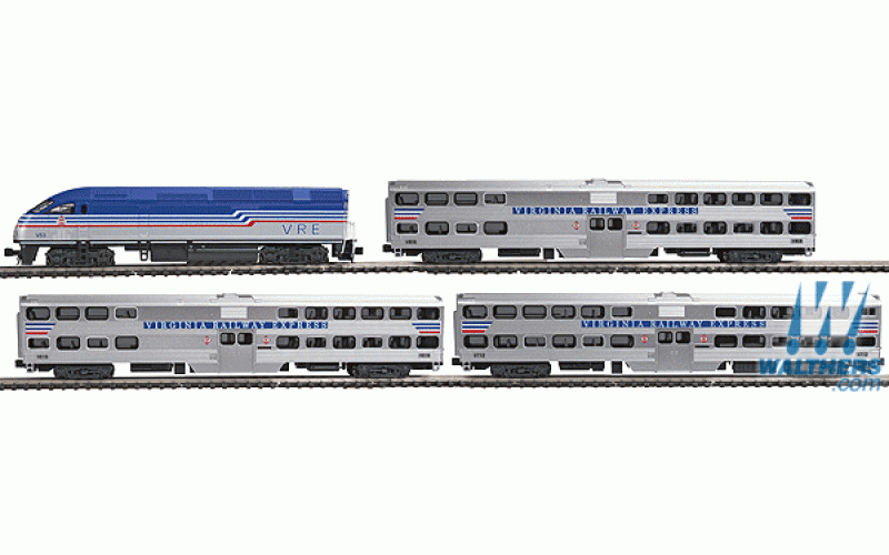 Kato N MP36PH VRE Gallery Bi-Level Commuter Train Set