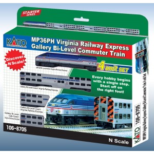 Kato N MP36PH VRE Gallery Bi-Level Commuter Train Set Kato N MP36PH VRE Gallery Bi-Level Commuter Train Set