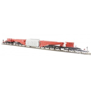 Bachmann Ho Scale 380-TON SCHNABEL TRANSFORMER CAR - RED & BLACK with GRAY LOAD and SILVER TRUCKS