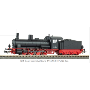 Piko HO Scale 57569 Steam locomotive/Sound BR 55 NS III + PluX22 Dec.
