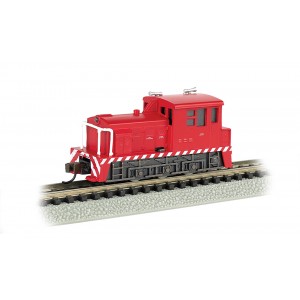 Bachmann N Scale INDUSTRIAL - RED WITH WHITE STRIPES - MDT PLYMOUTH SWITCHER - DC